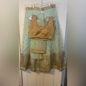 Embroidered Lehenga - Sea Foam